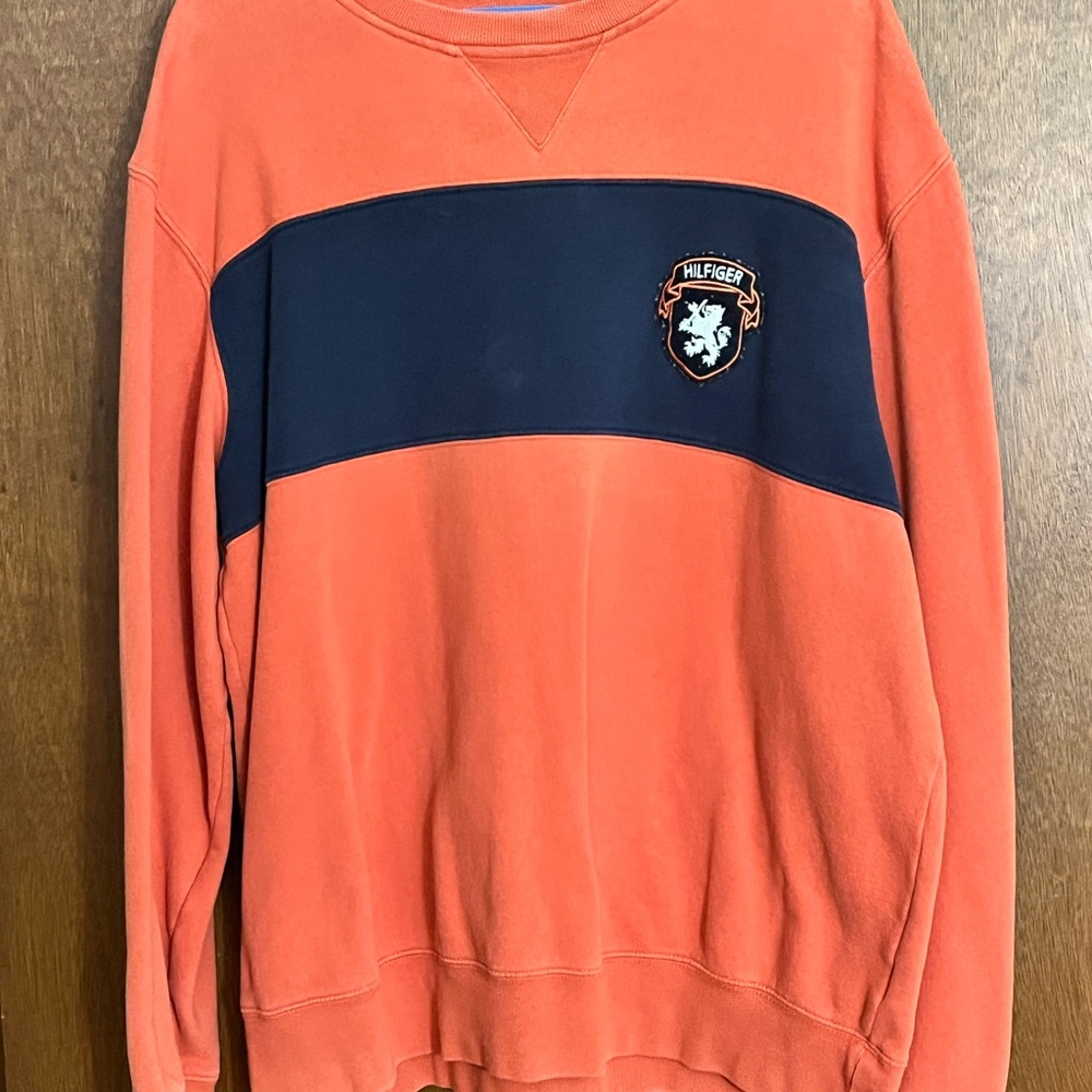 Tommy Hilfiger Men's Sweater in Orange and Navy